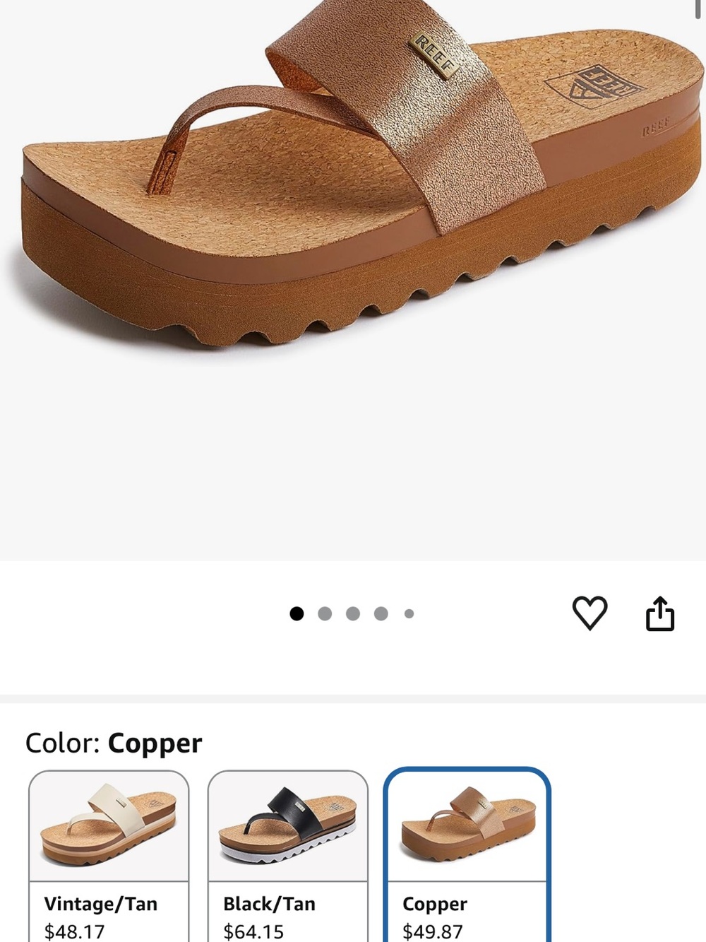 Reef Copper Metallic Platform Flip Flops